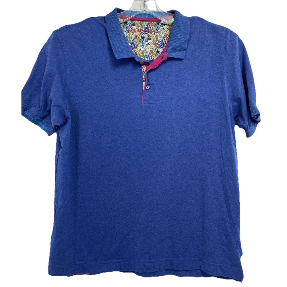 Robert Graham Polo Shirt Mens XL Slim Fit Blue  Golf Short Sleeve (P45) NW/OTs‎